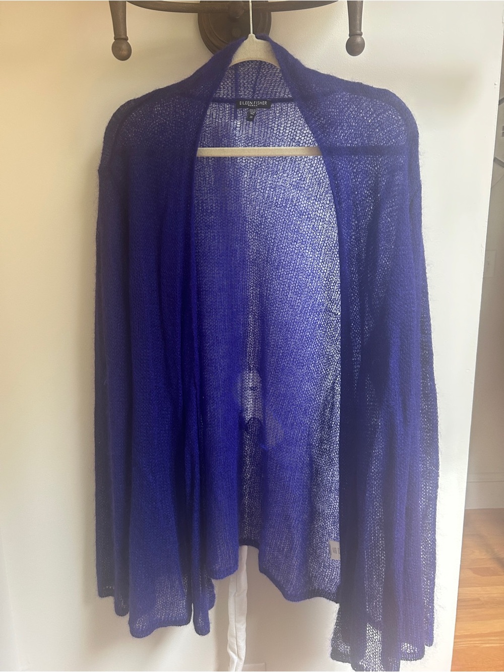Eileen Fisher Sheer Open Cardigan in Deep Blue